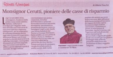 Monsignor Luigi Cerutti, il pioniere delle casse di risparmio